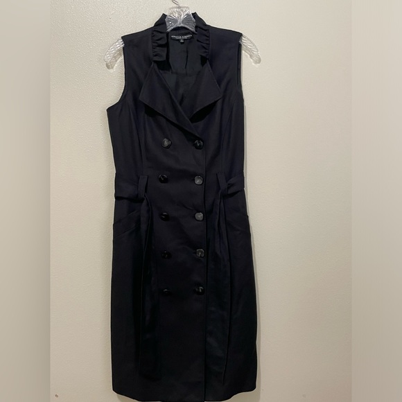 Isabella DeMarco Tahari Levine Black 55% Linen 45% Rayon Double Breasted Dress - Picture 2 of 16